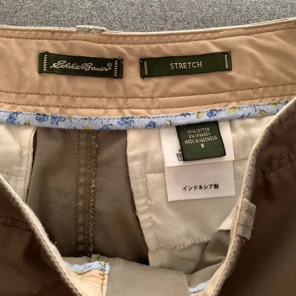 Eddie Bauer light olive brushed cotton stretch midi skirt sz8 w back vent - Picture 3 of 9